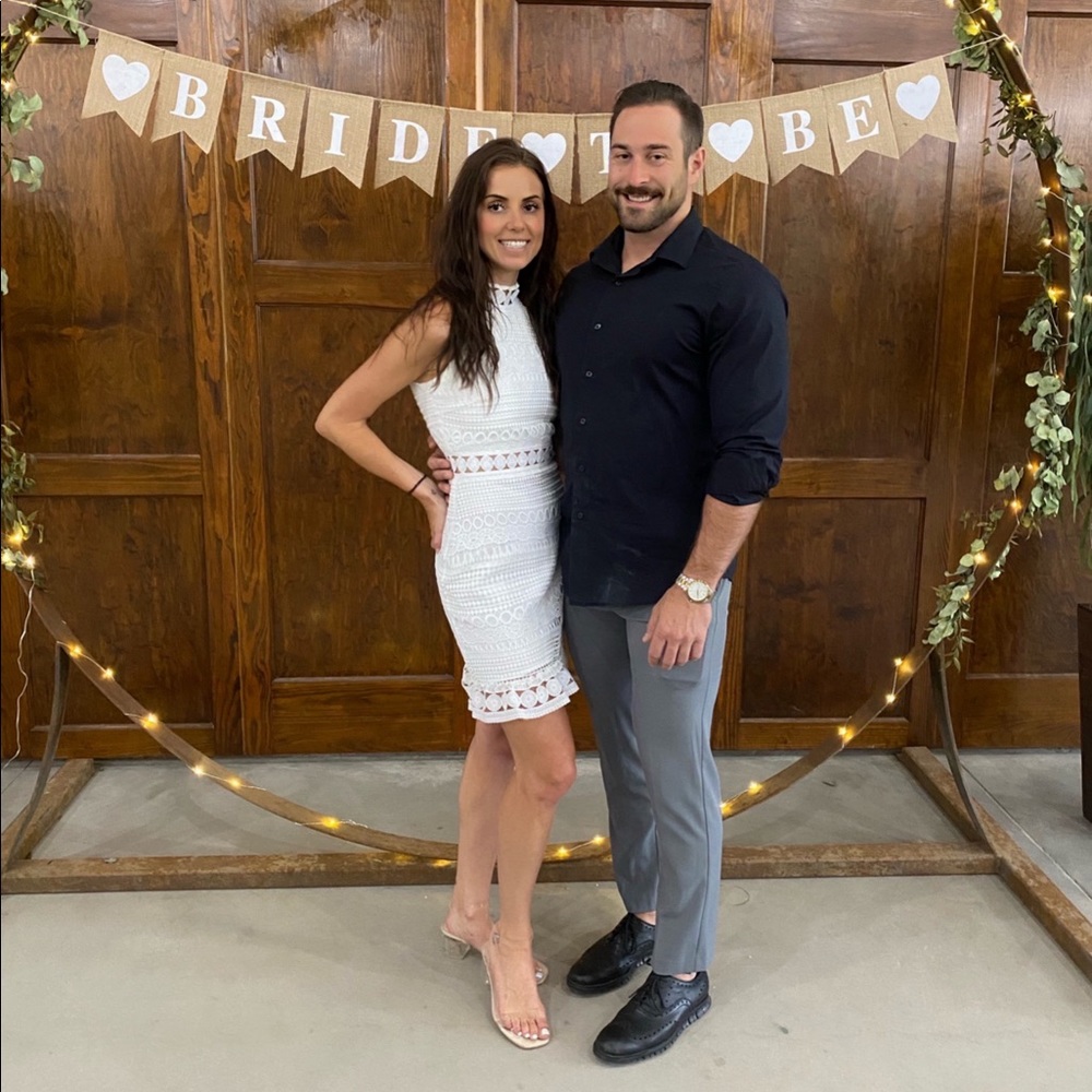 White high neck lace dress